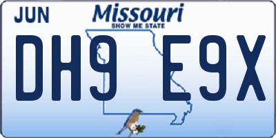 MO license plate DH9E9X