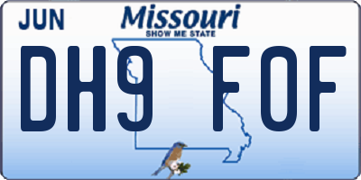MO license plate DH9F0F