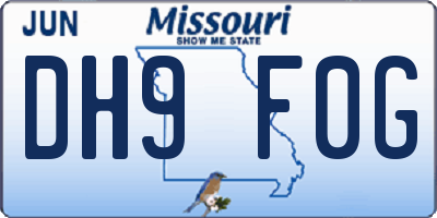 MO license plate DH9F0G