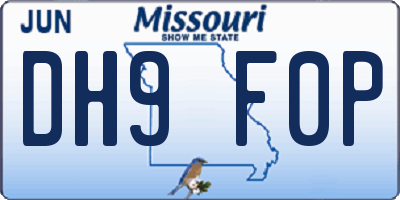 MO license plate DH9F0P