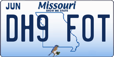 MO license plate DH9F0T