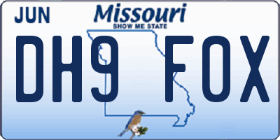 MO license plate DH9F0X