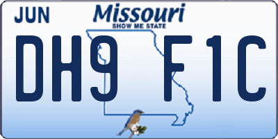 MO license plate DH9F1C