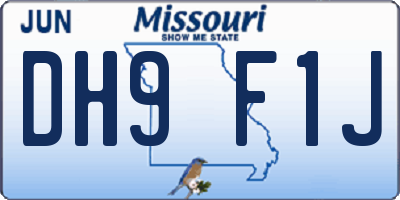 MO license plate DH9F1J