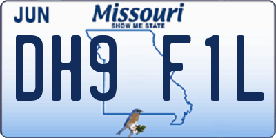 MO license plate DH9F1L