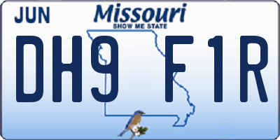 MO license plate DH9F1R