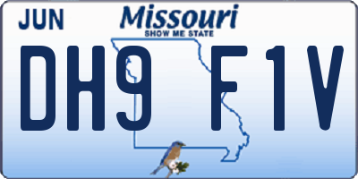 MO license plate DH9F1V