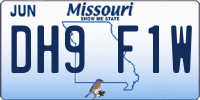MO license plate DH9F1W