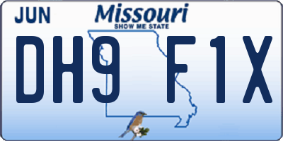 MO license plate DH9F1X