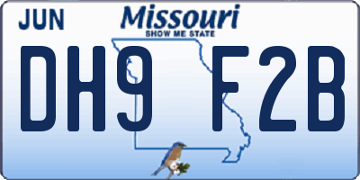 MO license plate DH9F2B