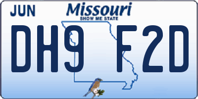 MO license plate DH9F2D