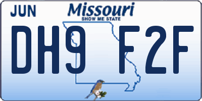 MO license plate DH9F2F