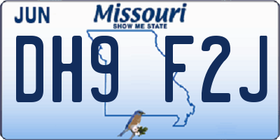 MO license plate DH9F2J