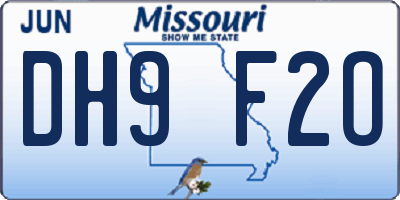 MO license plate DH9F2O