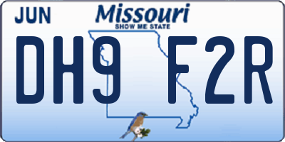 MO license plate DH9F2R