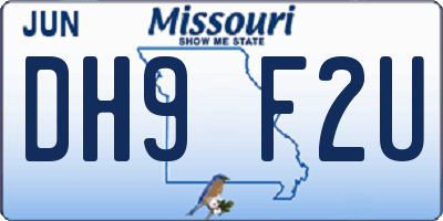 MO license plate DH9F2U