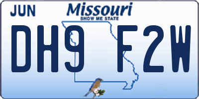 MO license plate DH9F2W