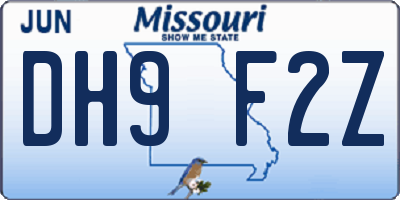 MO license plate DH9F2Z
