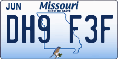 MO license plate DH9F3F
