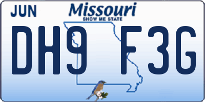 MO license plate DH9F3G