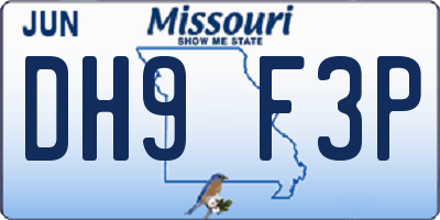 MO license plate DH9F3P