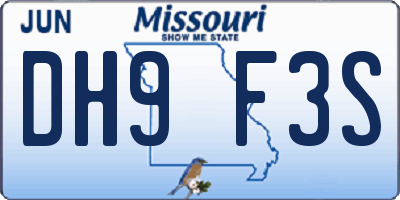 MO license plate DH9F3S