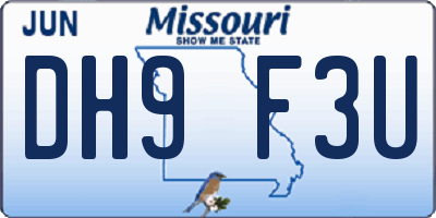 MO license plate DH9F3U