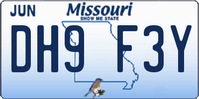 MO license plate DH9F3Y