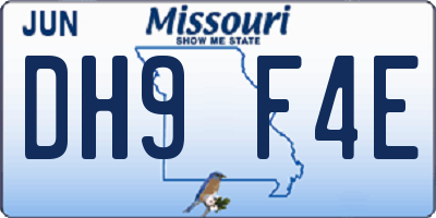 MO license plate DH9F4E