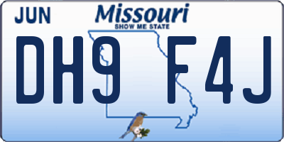 MO license plate DH9F4J