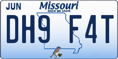 MO license plate DH9F4T
