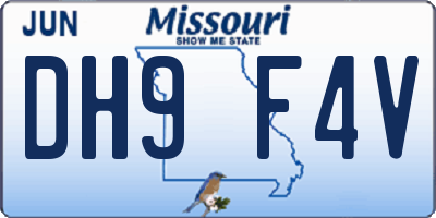 MO license plate DH9F4V