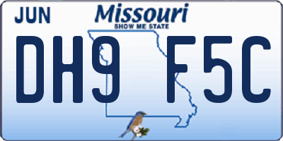 MO license plate DH9F5C