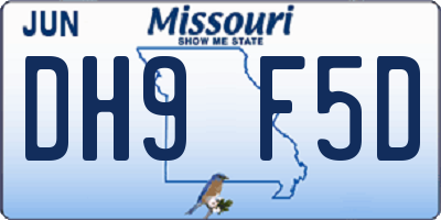 MO license plate DH9F5D
