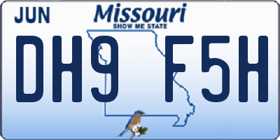 MO license plate DH9F5H