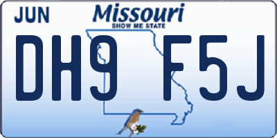 MO license plate DH9F5J