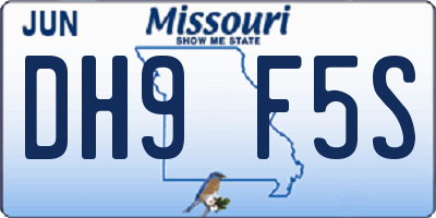 MO license plate DH9F5S