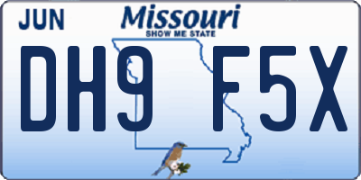 MO license plate DH9F5X