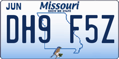 MO license plate DH9F5Z