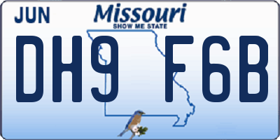 MO license plate DH9F6B