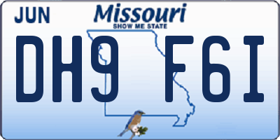 MO license plate DH9F6I