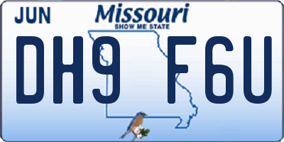 MO license plate DH9F6U