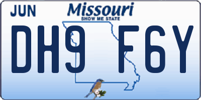 MO license plate DH9F6Y