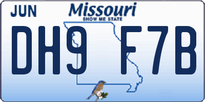 MO license plate DH9F7B