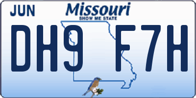 MO license plate DH9F7H