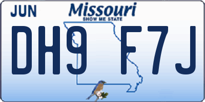 MO license plate DH9F7J