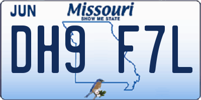 MO license plate DH9F7L