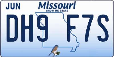 MO license plate DH9F7S