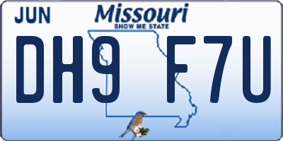 MO license plate DH9F7U