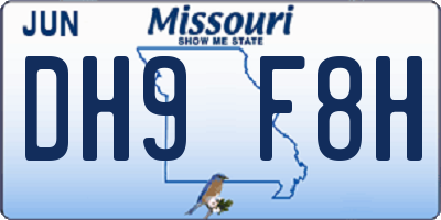 MO license plate DH9F8H